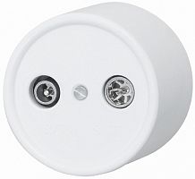 Розетка-ретро TV+R+SAT Оконечная пластик Bironi Лизетта 2-м. белый картинка